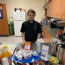 Student in kitchen