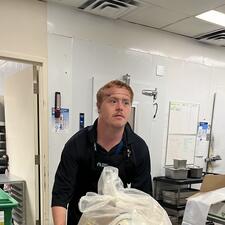 Student taking out garbage